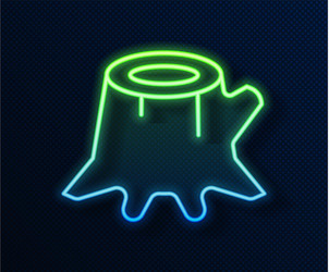 Glowing neon line tree stump icon isolated on blue vector