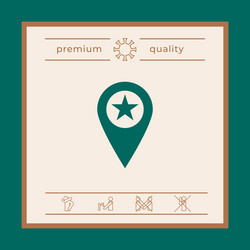 map pointer with star graphic elements vector image