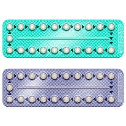 Oral contraceptive pills isolated on white vector