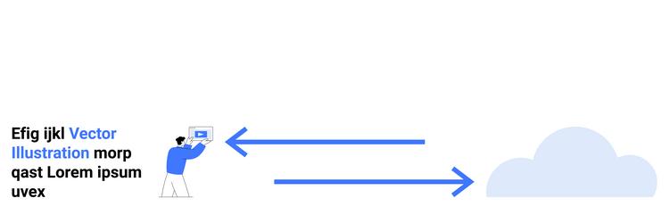 person uploading and downloading data to a cloud vector image