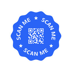 blue qr code label with scan me text vector image