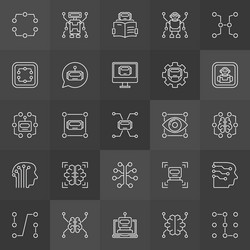 Machine Learning Icons - Thin Line vector image