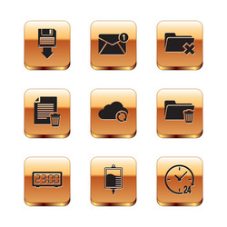 Set floppy disk backup digital alarm clock iv vector