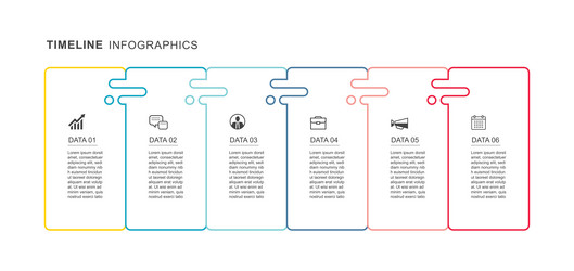 6 data infographics tab thin line index template vector image
