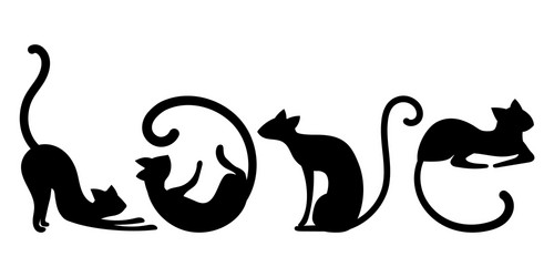 Black Cat Love Letters Vector Image