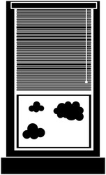 Contour window with curtain blind open and clouds vector