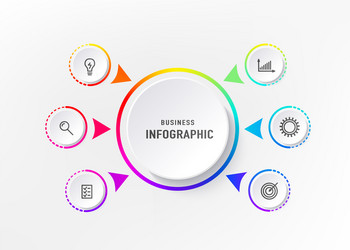 Infograph 6 element with centre circle graphic vector