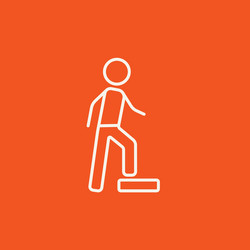 man doing step exercise line icon vector image