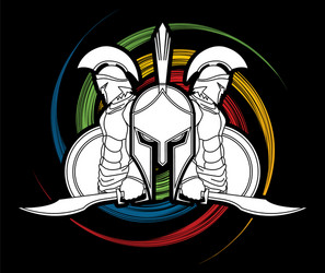 Spartan Warriors with Sword and Shield Vector Image