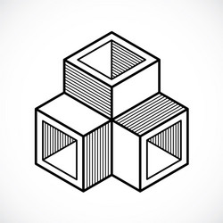 3d design abstract dimensional cube shape vector