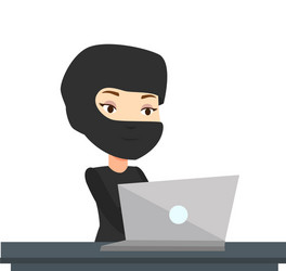 hacker using laptop to steal information vector image