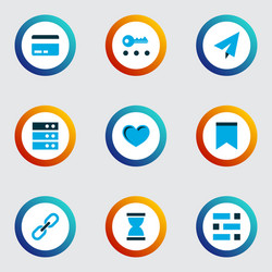 interface icons colored set with link send vector image