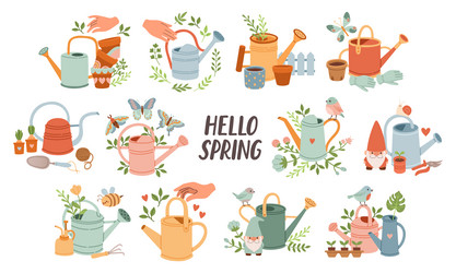 Spring mood set template welcome season vector