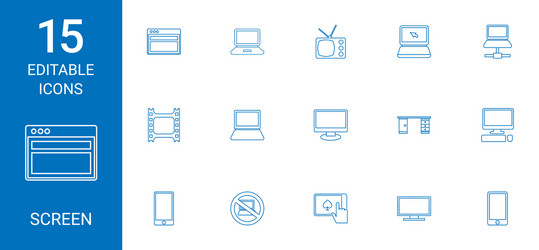 15 screen icons vector