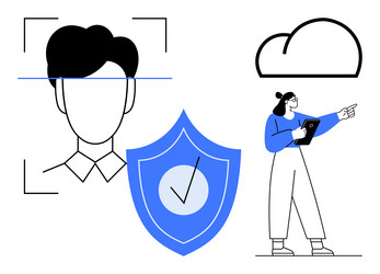 digital authentication with face recognition data vector image