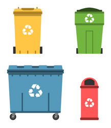 thrash and recycling can garbage container set vector image