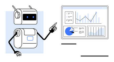 ai robot analyzing data graphs and charts vector image