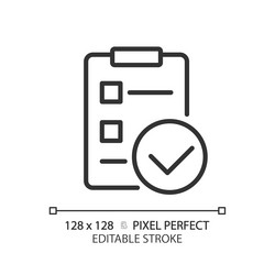 Checklist with checkmarks pixel perfect linear vector