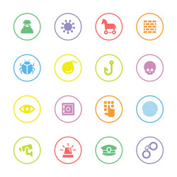 colorful flat icon set 7 with circle frame vector image