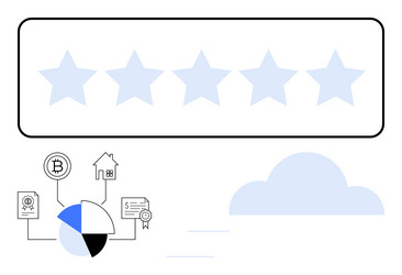digital rating system with five stars blockchain vector image