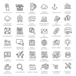 outline web icons set - search engine optimization vector image