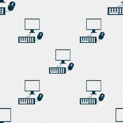 Computer widescreen monitor keyboard mouse sign vector