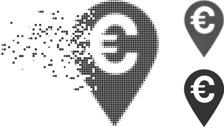 disintegrating pixel halftone euro map marker icon vector image