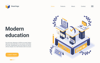 Modern education online technology isometric vector