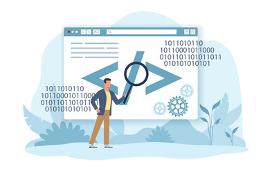 process of learning it programming in binary vector image