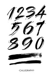 Set of calligraphic acrylic or ink numbers vector