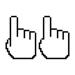 set of finger pixel icon web cursor click mouse vector image