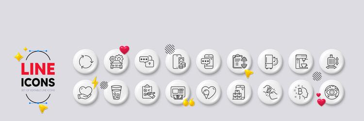 baggage size bitcoin think and atm line icons vector image