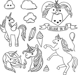 Cute Unicorn Drawing Vector Image