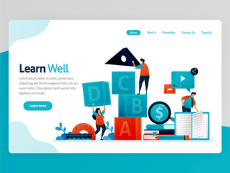 For learn well landing page learning vector