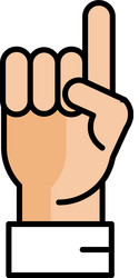 hand raised with index finger pointing line vector