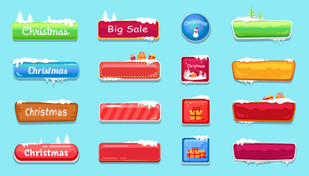 set of winter theme web push button covered snow vector image