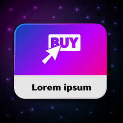 white buy button icon isolated on black background vector image