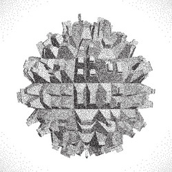 abstract 3d shape halftone style vector image