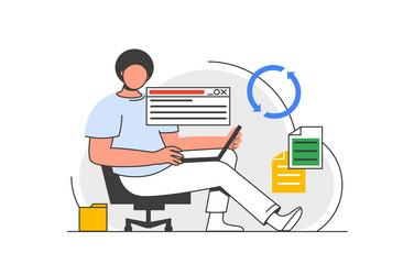 cloud computing outline web concept with character vector image