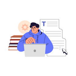 employee works with text editor in computer vector image