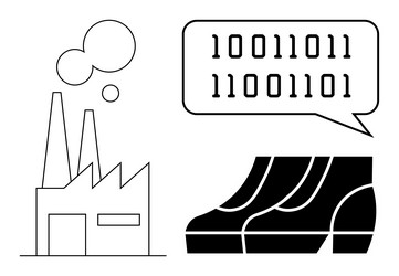 factory automation concept with binary code vector image