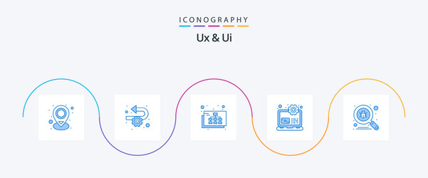 ux and ui blue 5 icon pack including scan setting vector