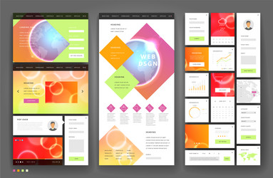 Website template design with interface elements vector