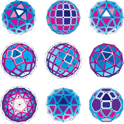 3d digital wireframe spherical objects made using vector