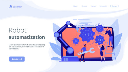 Collaborative robotics concept landing page vector