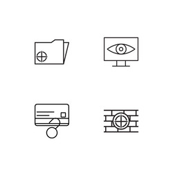 cyber security linear icons set simple outline vector image