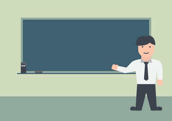 Male teacher and blackboard flat graphic vector