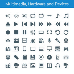 Multimedia hardware and devices icons vector