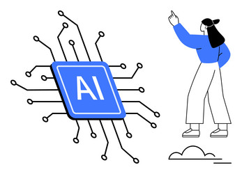 person exploring ai technology with microchip vector image