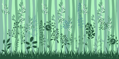 seamless horizontal pattern with herbs and trees vector image